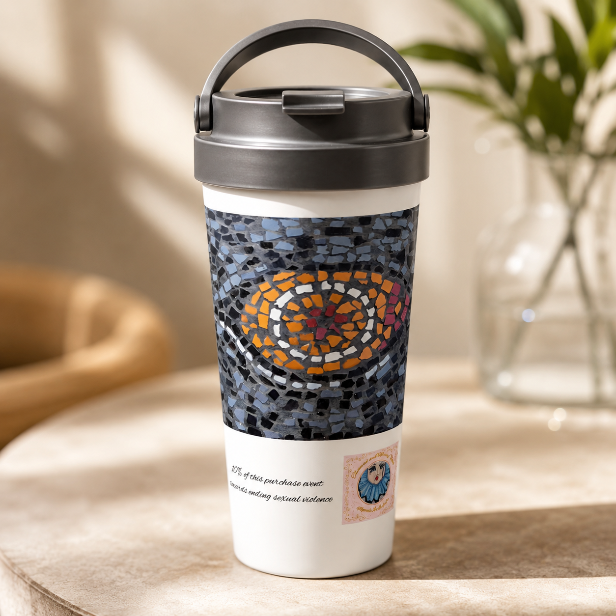 Eira Emperor Penguins Eye 15oz Travel Mug | Stainless Steel Penguin Art Mug