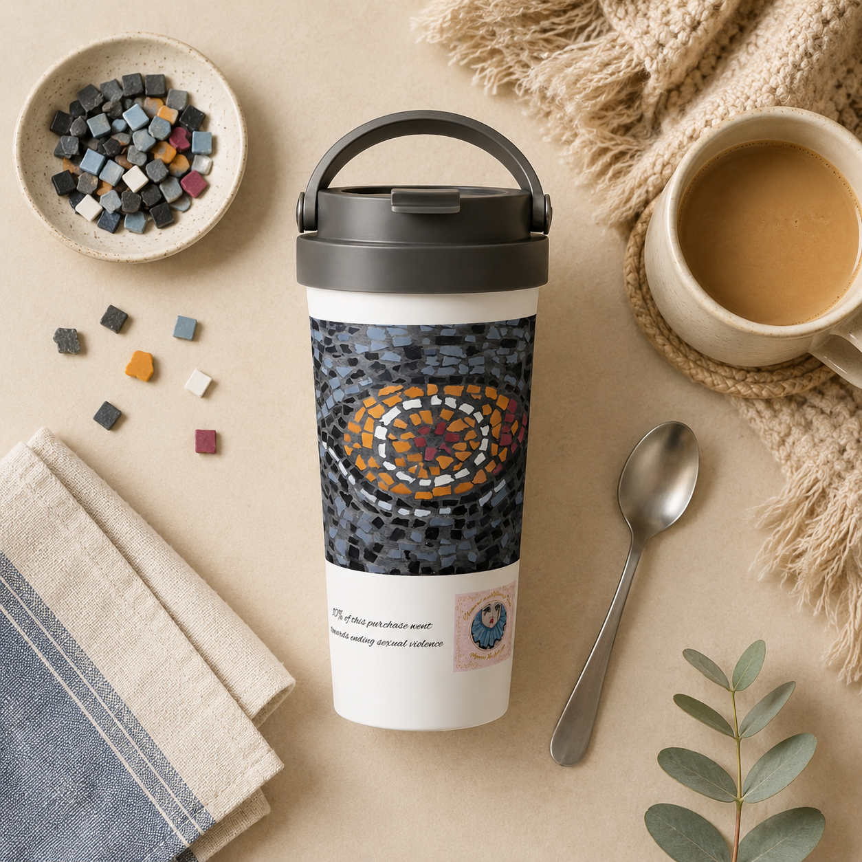 Eira Emperor Penguins Eye 15oz Travel Mug | Stainless Steel Penguin Art Mug