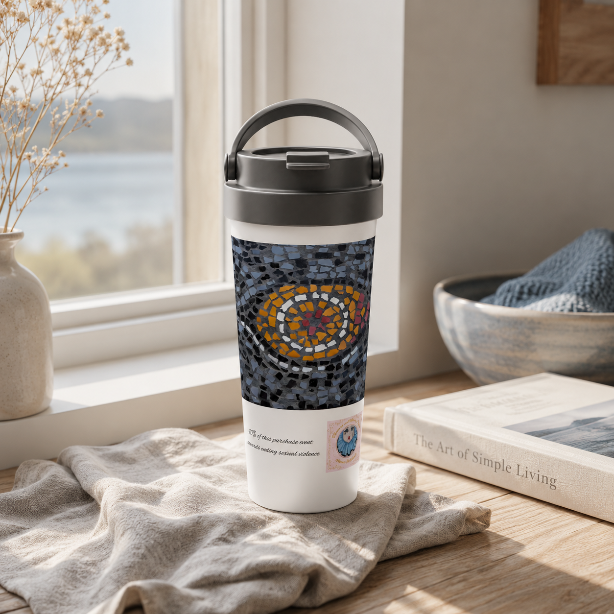 Eira Emperor Penguins Eye 15oz Travel Mug | Stainless Steel Penguin Art Mug