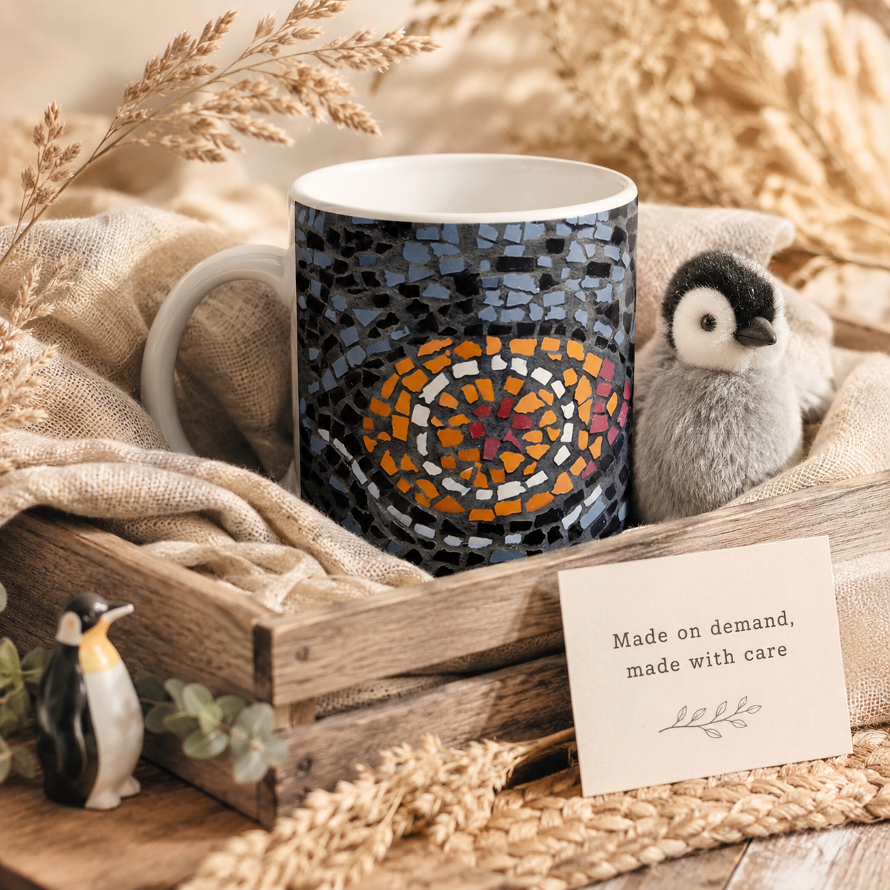 Eira Emperor Penguins Eye Ceramic Mug — Penguin Art Mug 11oz