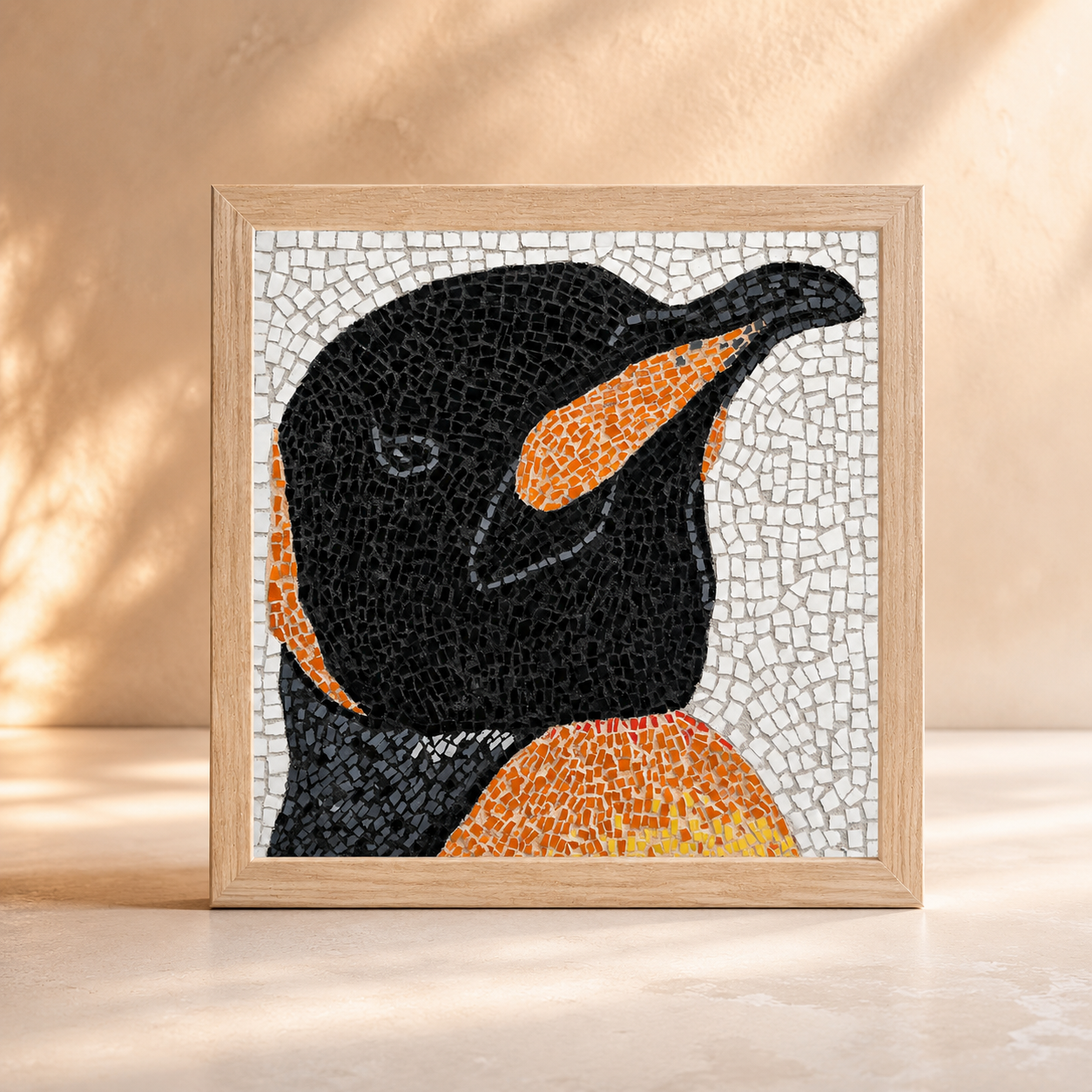 Emperor Aurelius the Emperor Penguin Animal  Mosaic Framed Poster