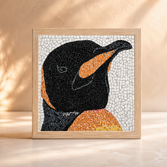 Emperor Aurelius the Emperor Penguin Animal  Mosaic Framed Poster
