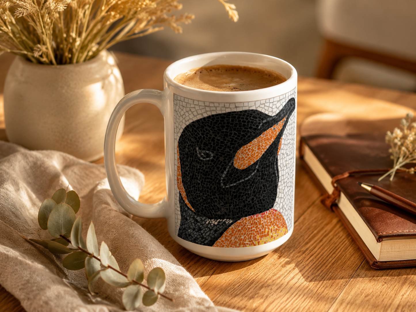 Emperor Aurelius Ceramic Mug – 15oz Penguin Art Coffee Mug