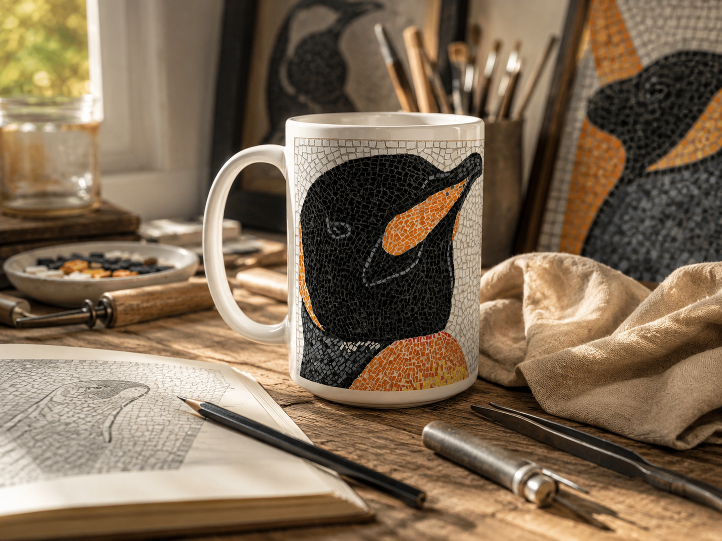 Emperor Aurelius Ceramic Mug – 15oz Penguin Art Coffee Mug