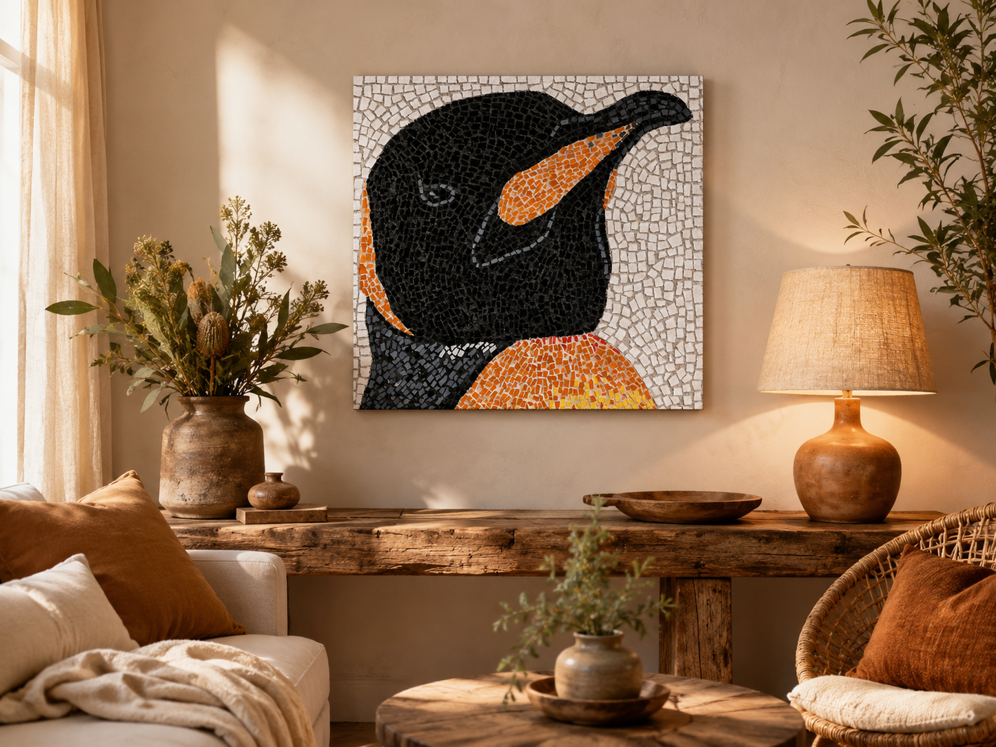 Canvas | "Emperor Aurelius" Emperor Penguin Mosaic