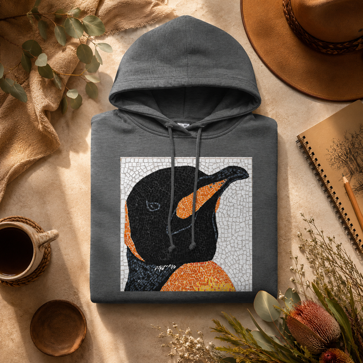 Emperor Aurelius Penguin Art Hoodie | Mid-Weight Unisex Hoodie