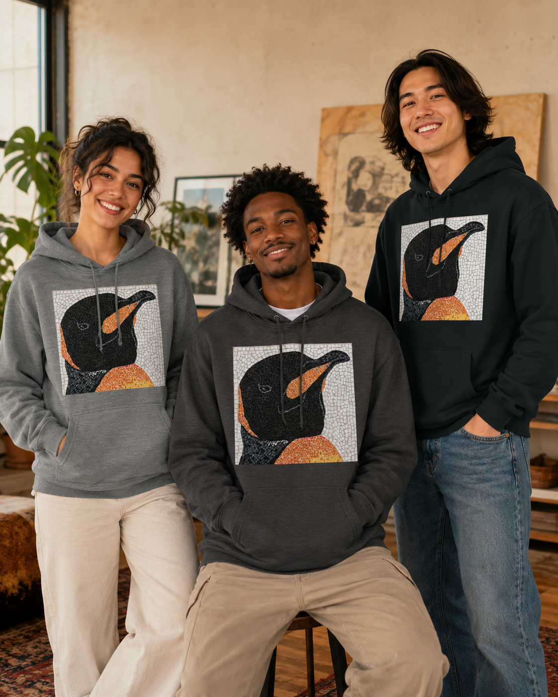 Emperor Aurelius Penguin Art Hoodie | Mid-Weight Unisex Hoodie