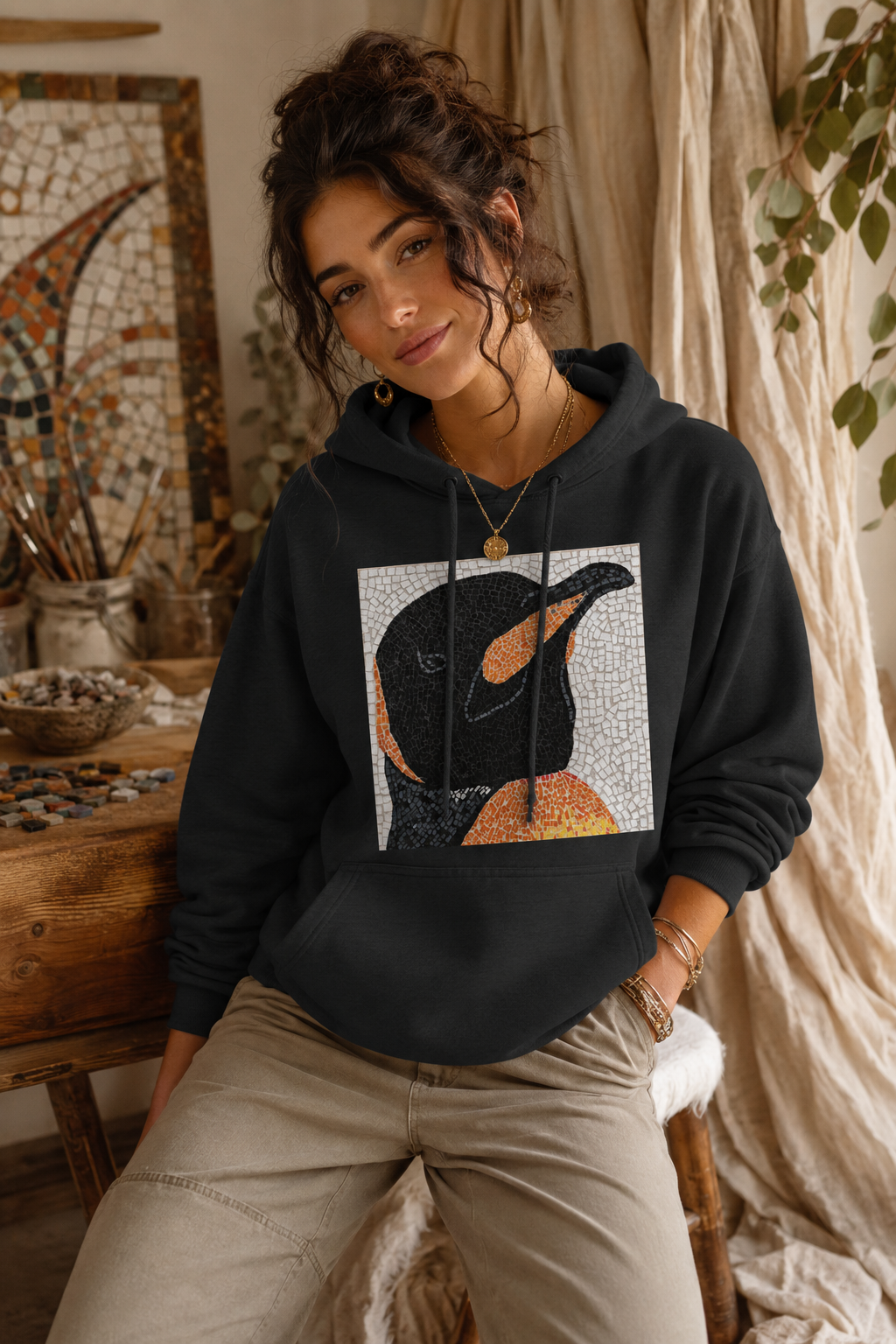 Emperor Aurelius Penguin Art Hoodie | Mid-Weight Unisex Hoodie