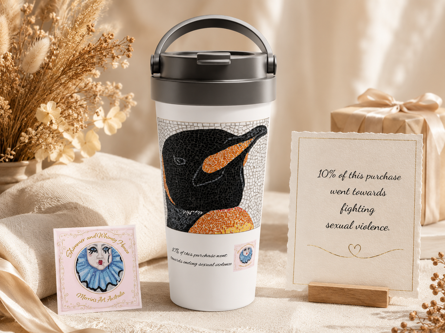 Emperor Aurelius Stainless Steel Travel Mug – 15oz Penguin Art Mug