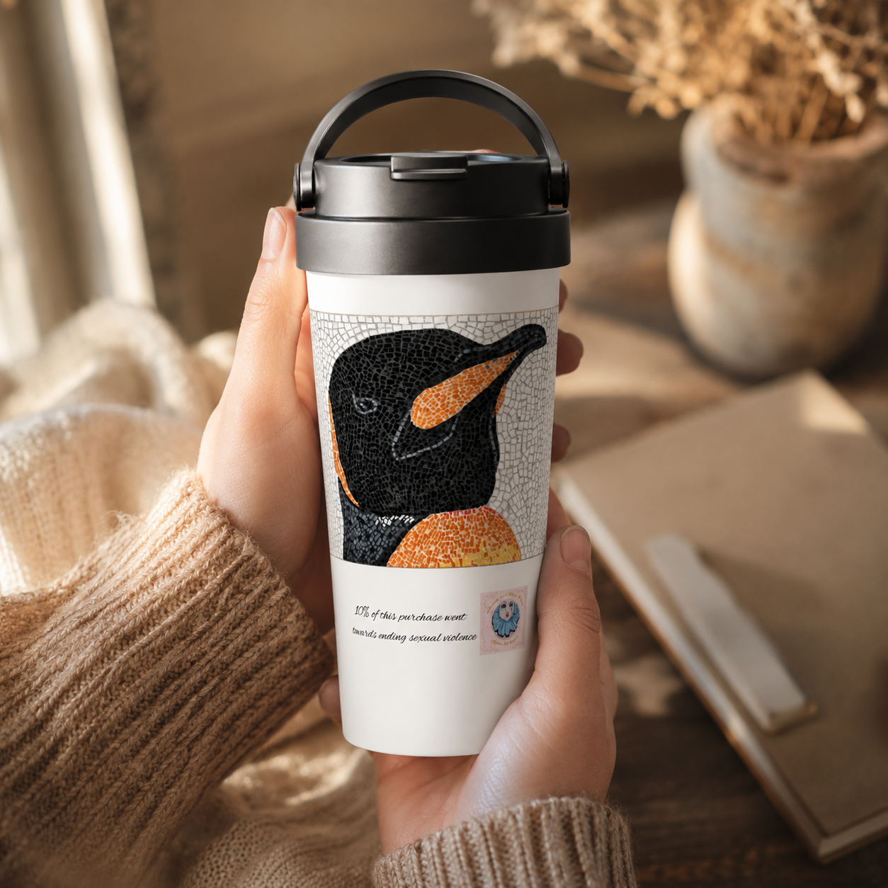 Emperor Aurelius Stainless Steel Travel Mug – 15oz Penguin Art Mug