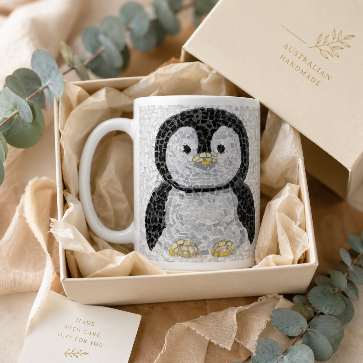 Emperor Pingu Mosaic Mug | 15oz Penguin Ceramic Mug