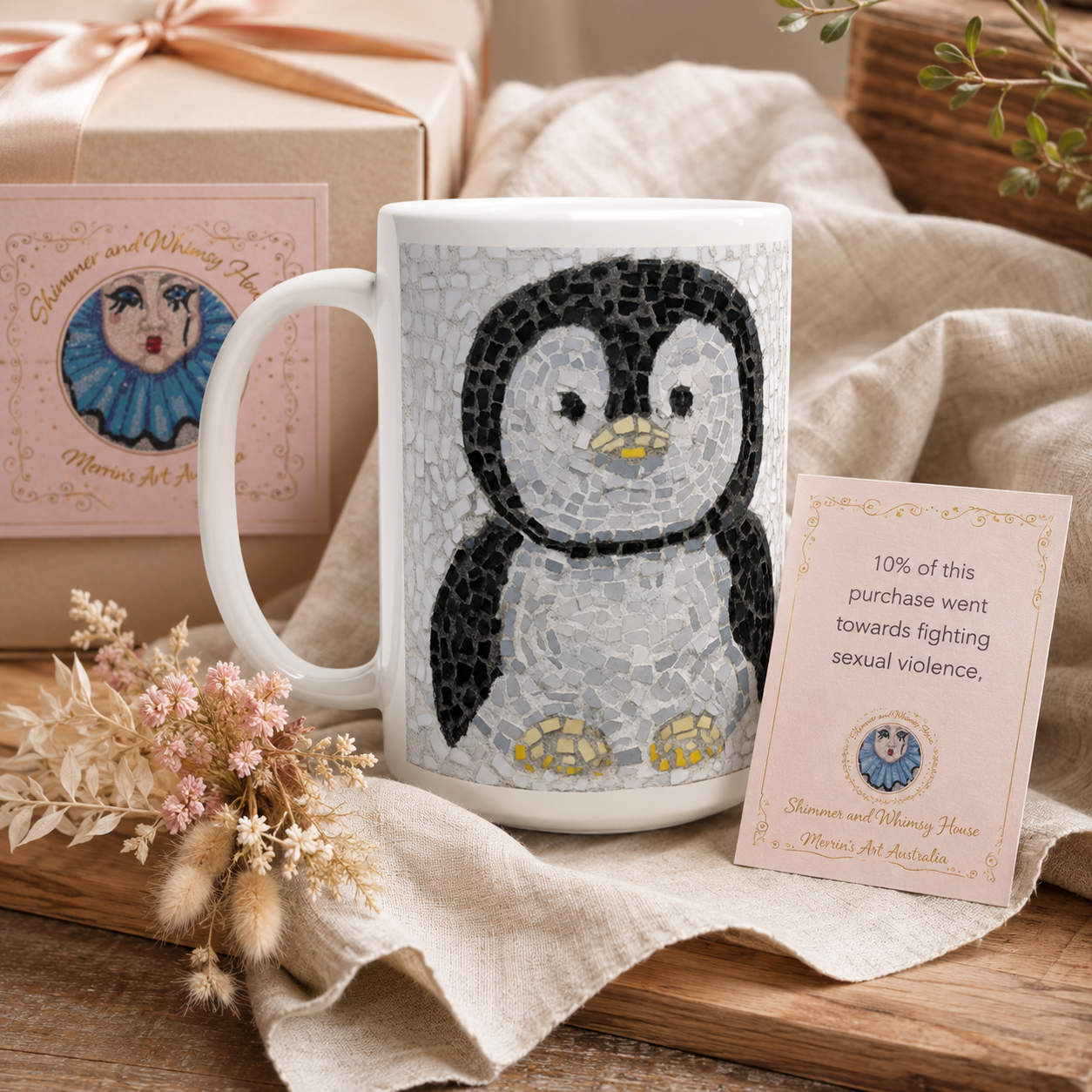 Emperor Pingu Mosaic Mug | 15oz Penguin Ceramic Mug