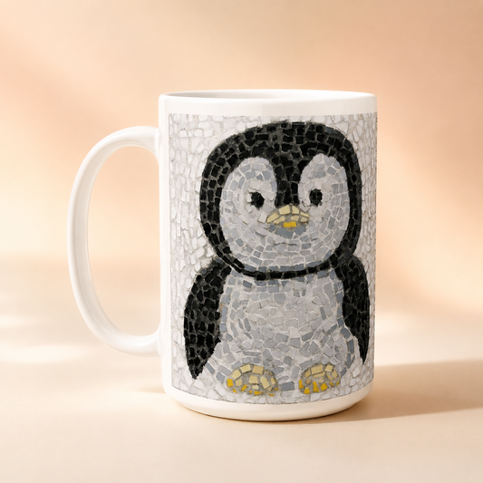 Emperor Pingu Mosaic Mug | 15oz Penguin Ceramic Mug