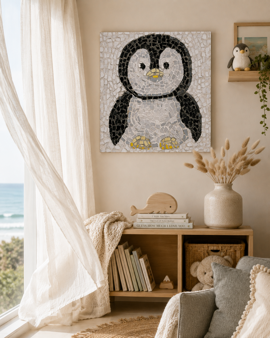 Emperor Pingu Canvas Print | Penguin Mosaic Wall Art