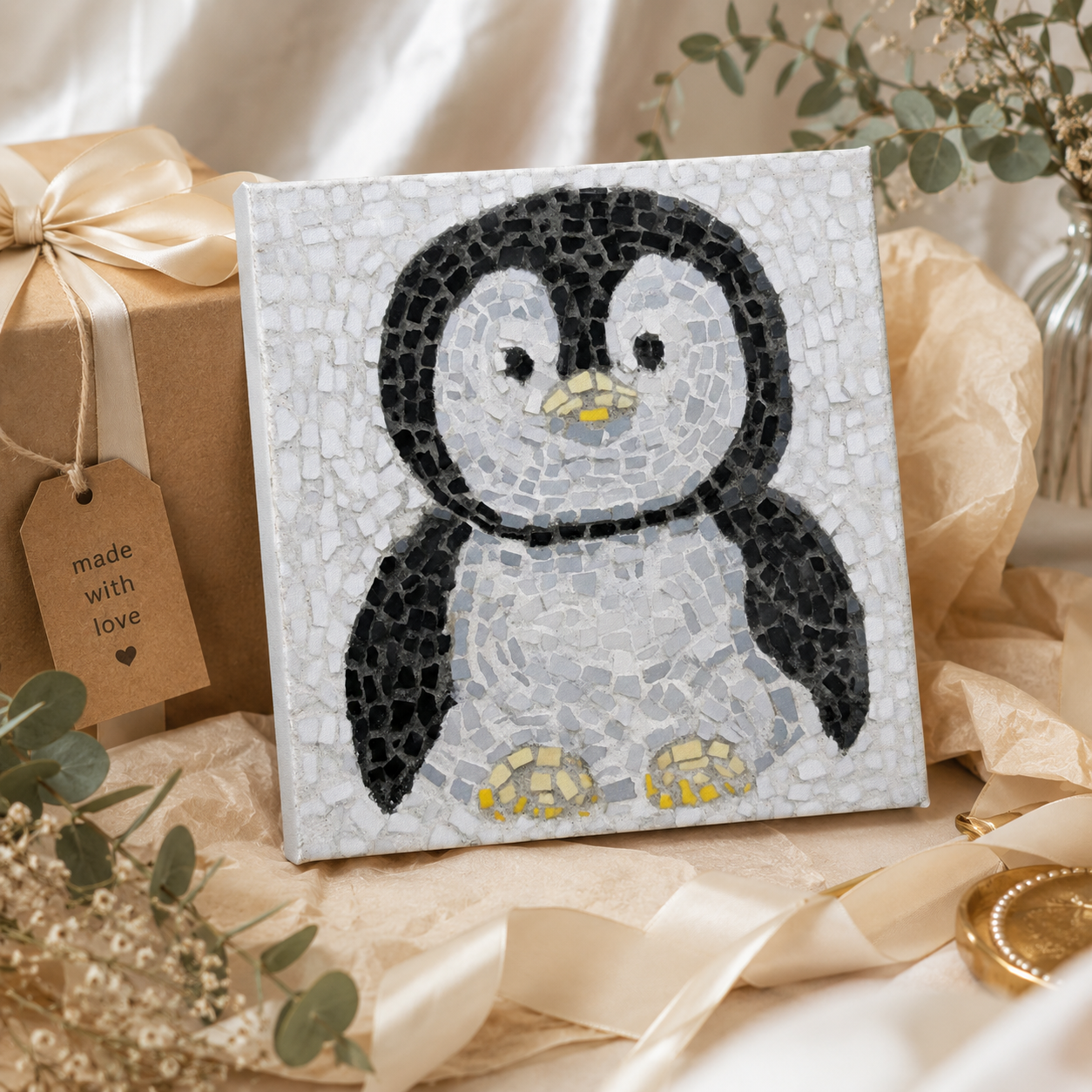 Emperor Pingu Canvas Print | Penguin Mosaic Wall Art
