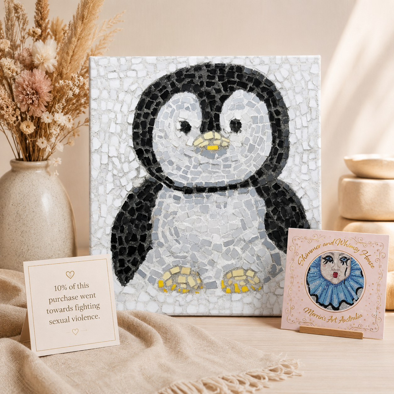 Emperor Pingu Canvas Print | Penguin Mosaic Wall Art