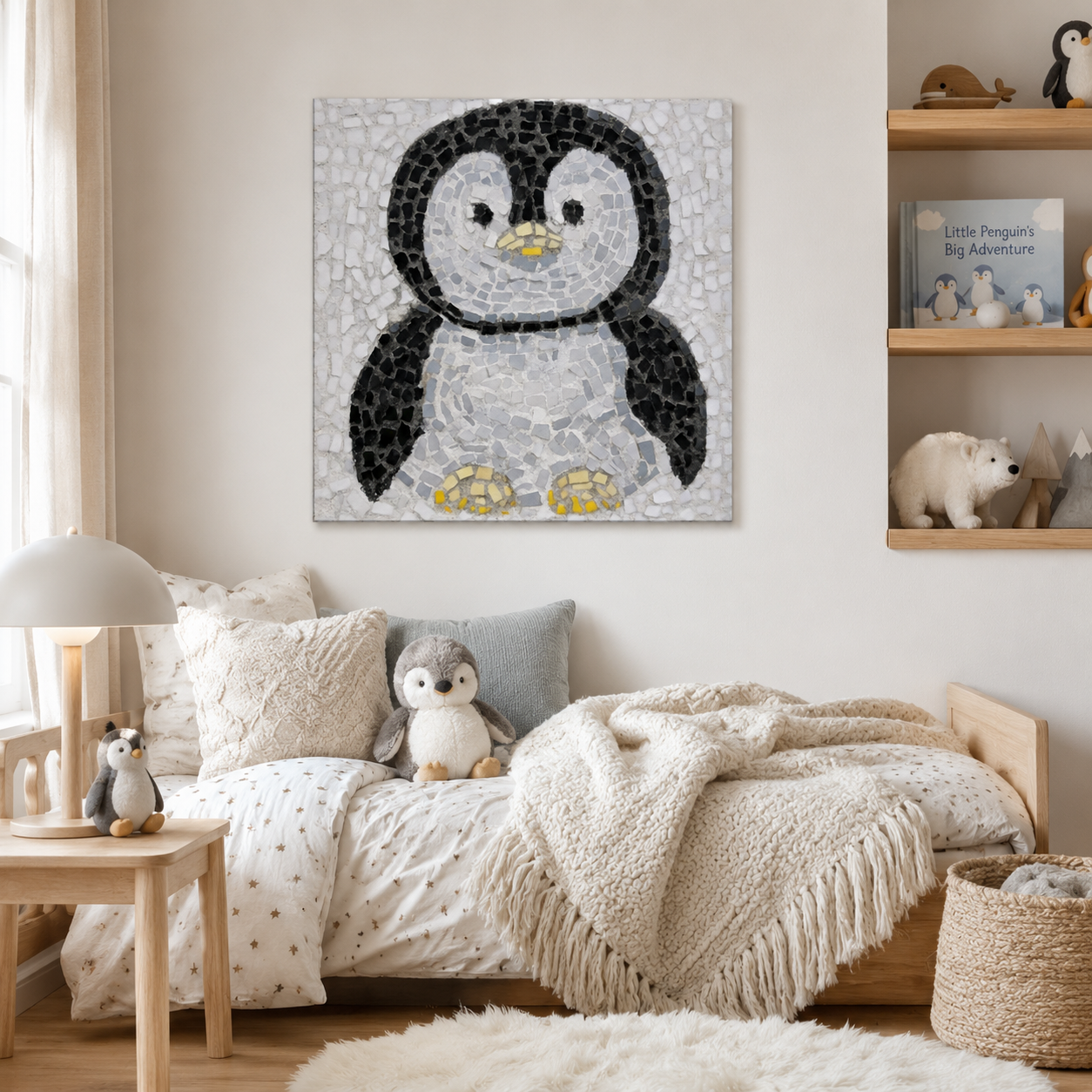 Emperor Pingu Canvas Print | Penguin Mosaic Wall Art