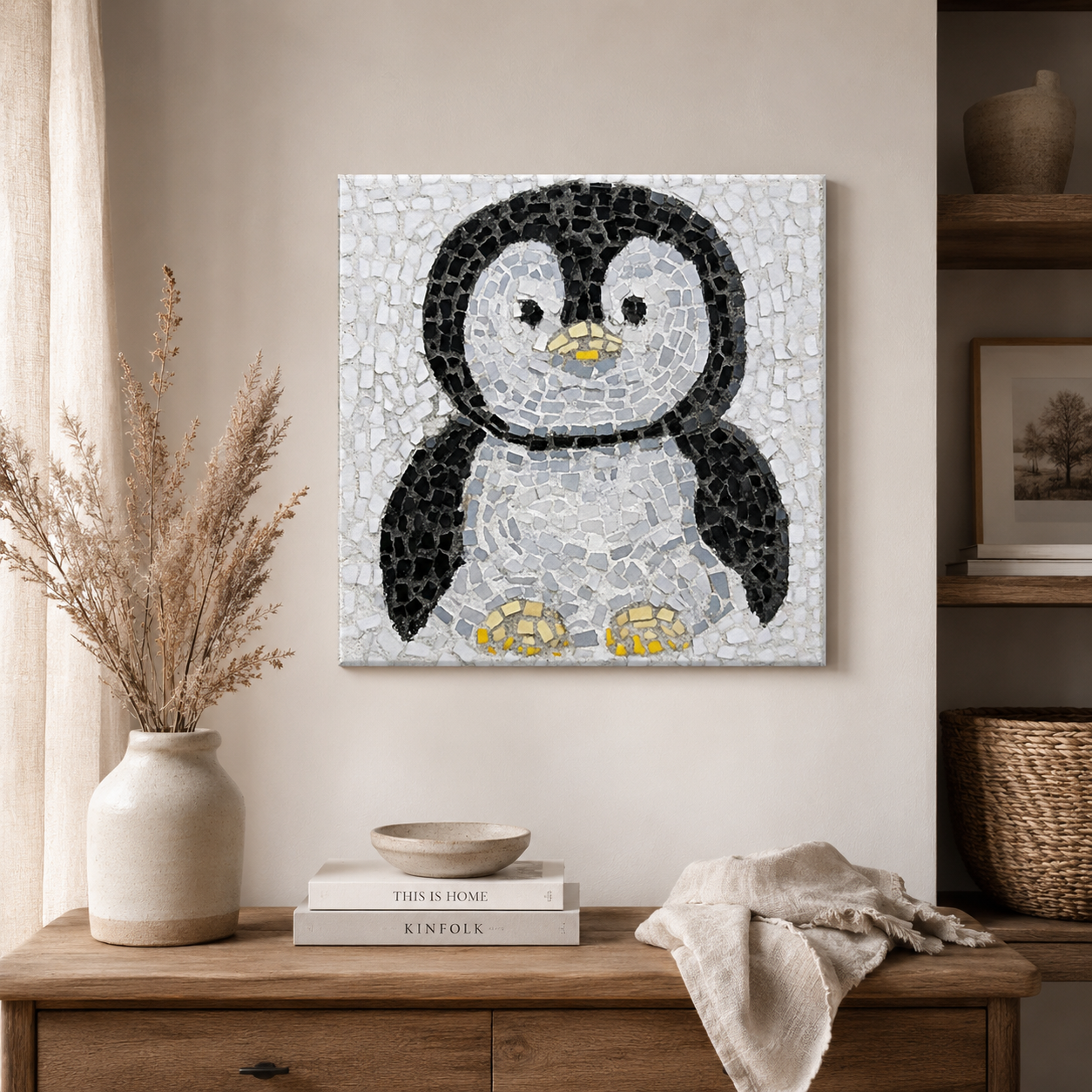 Emperor Pingu Canvas Print | Penguin Mosaic Wall Art