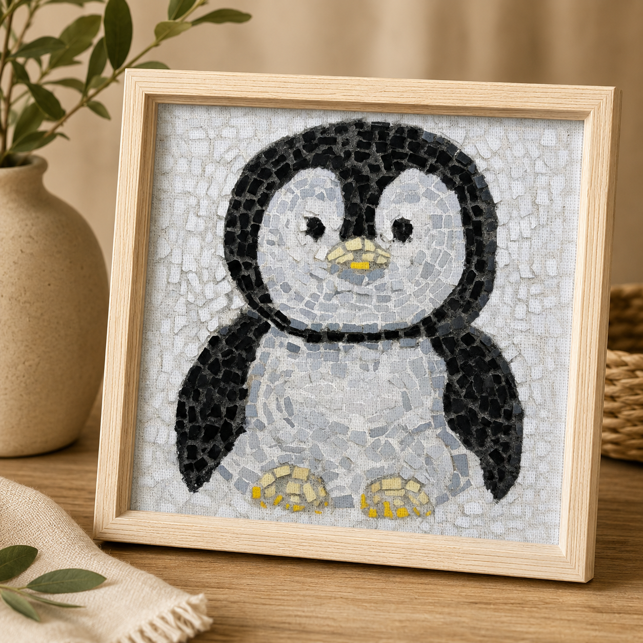 Emperor Pingu Framed Canvas Print | Whimsical Penguin Wall Art