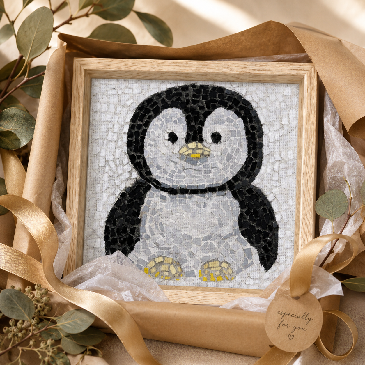 Emperor Pingu Framed Canvas Print | Whimsical Penguin Wall Art