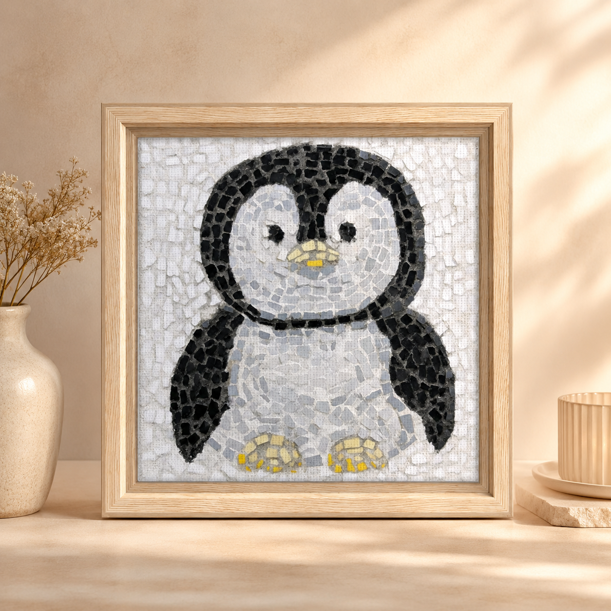 Emperor Pingu Framed Canvas Print | Whimsical Penguin Wall Art