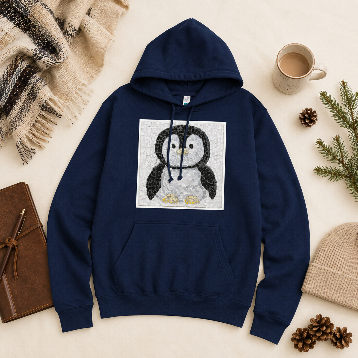 Emperor Pingu Mid-Weight Hoodie | Whimsical Penguin Art Hoodie