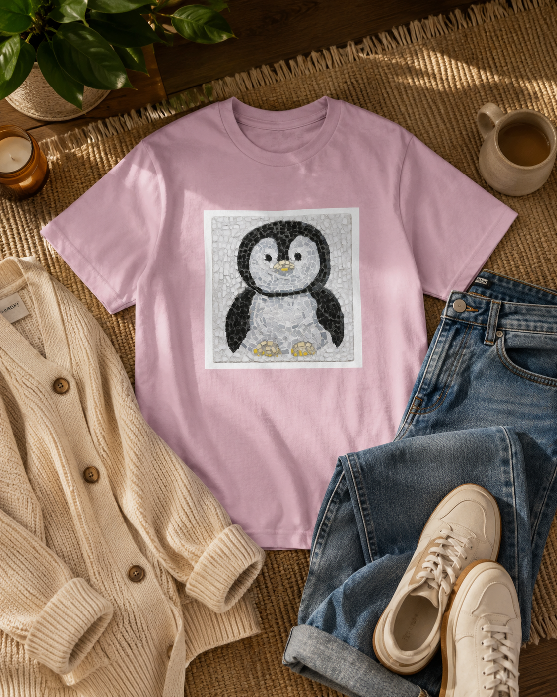 Ultra Cotton Unisex Crewneck T-shirt | "Emperor Pingu" Emperor Penguin Chick Mosaic