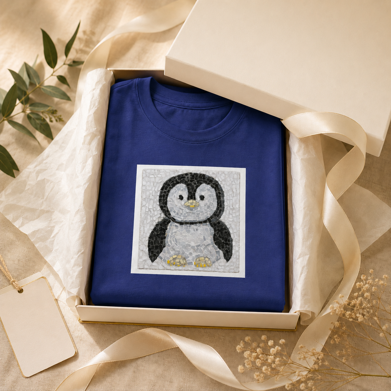 Ultra Cotton Unisex Crewneck T-shirt | "Emperor Pingu" Emperor Penguin Chick Mosaic