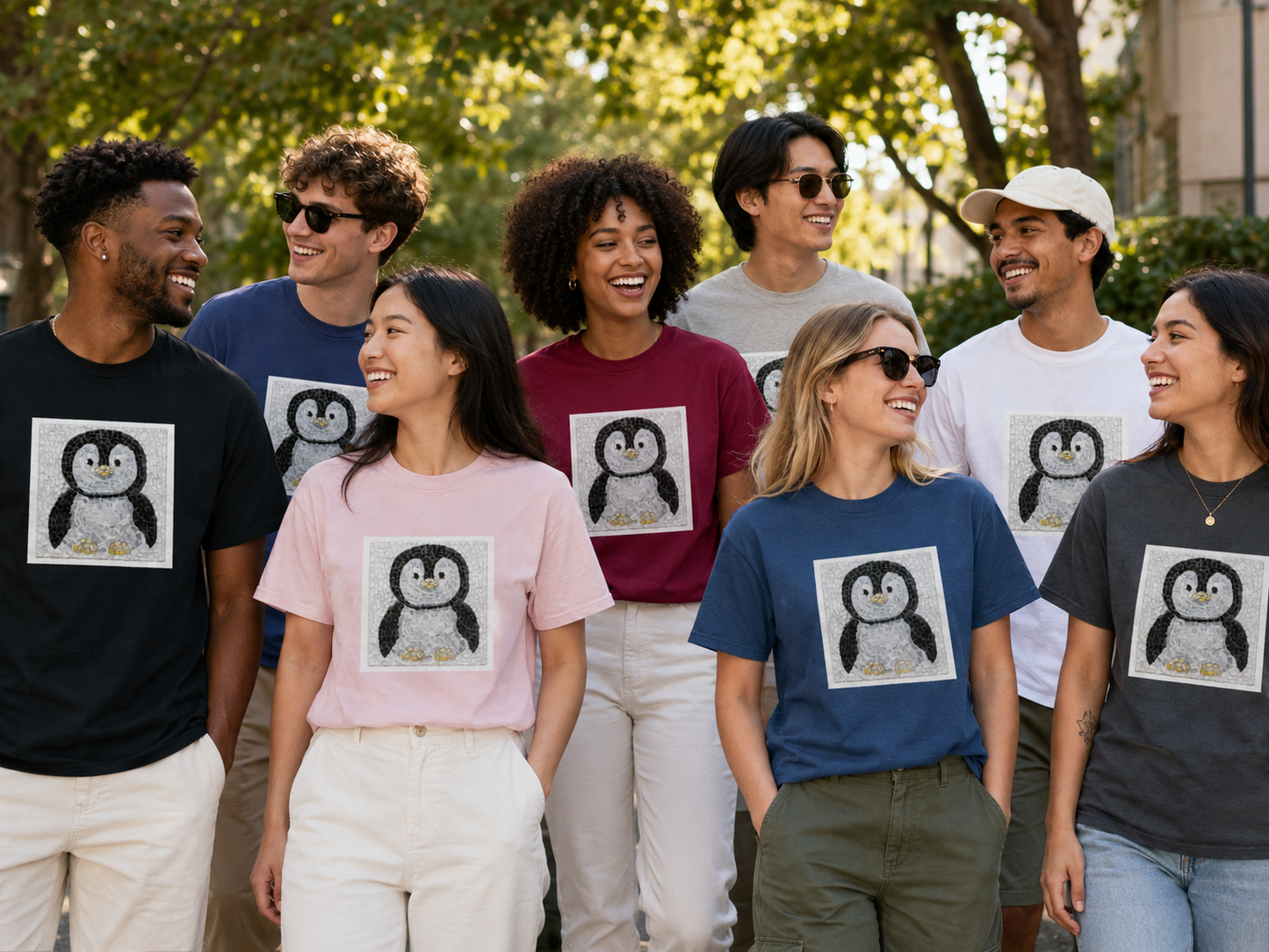Ultra Cotton Unisex Crewneck T-shirt | "Emperor Pingu" Emperor Penguin Chick Mosaic