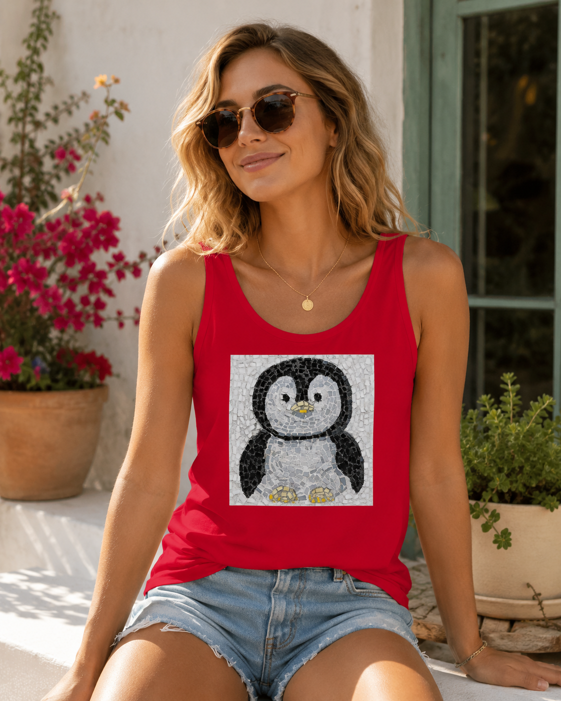 “Emperor Pingu” – Baby Emperor Penguin Mosaic Tank Top