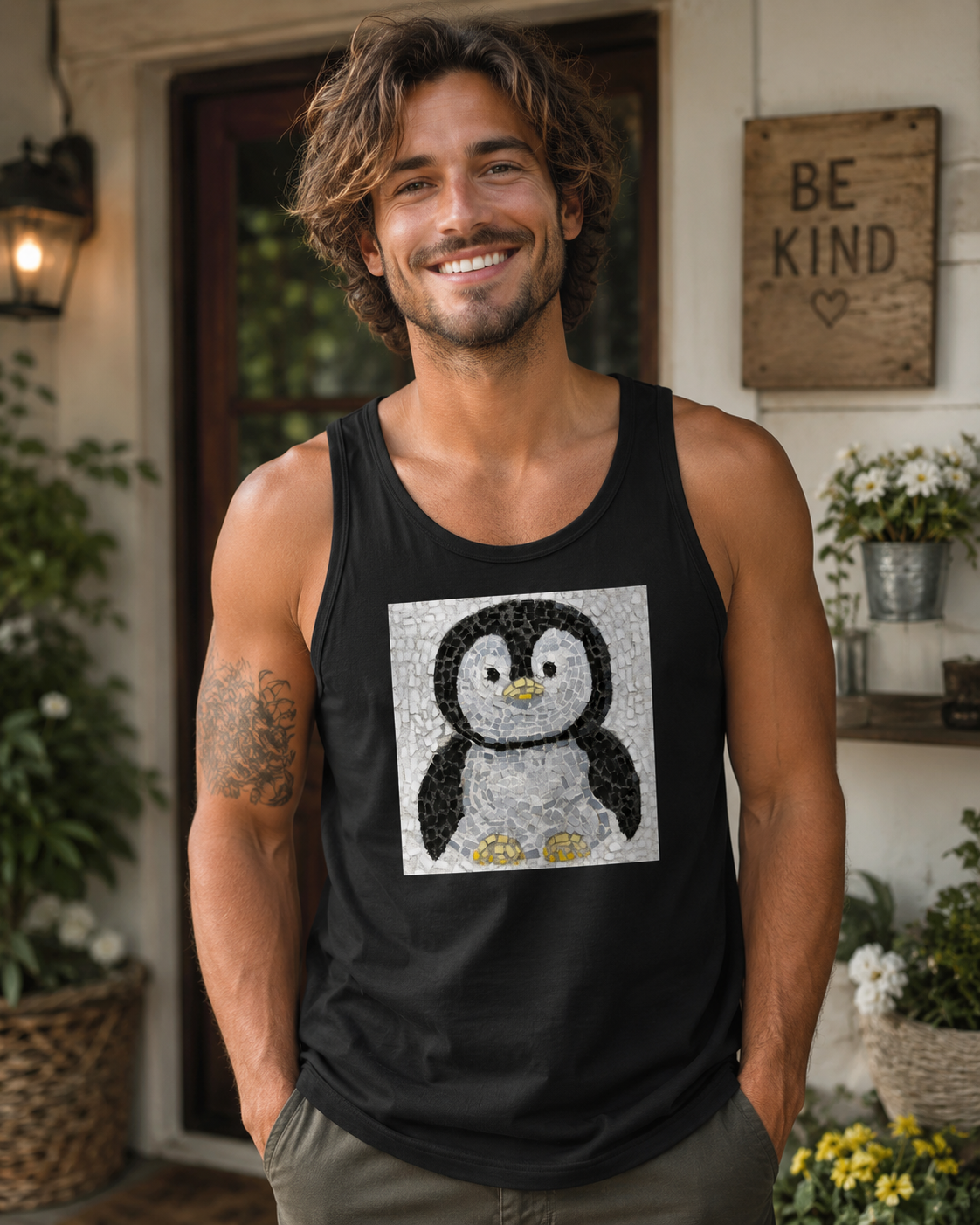 “Emperor Pingu” – Baby Emperor Penguin Mosaic Tank Top
