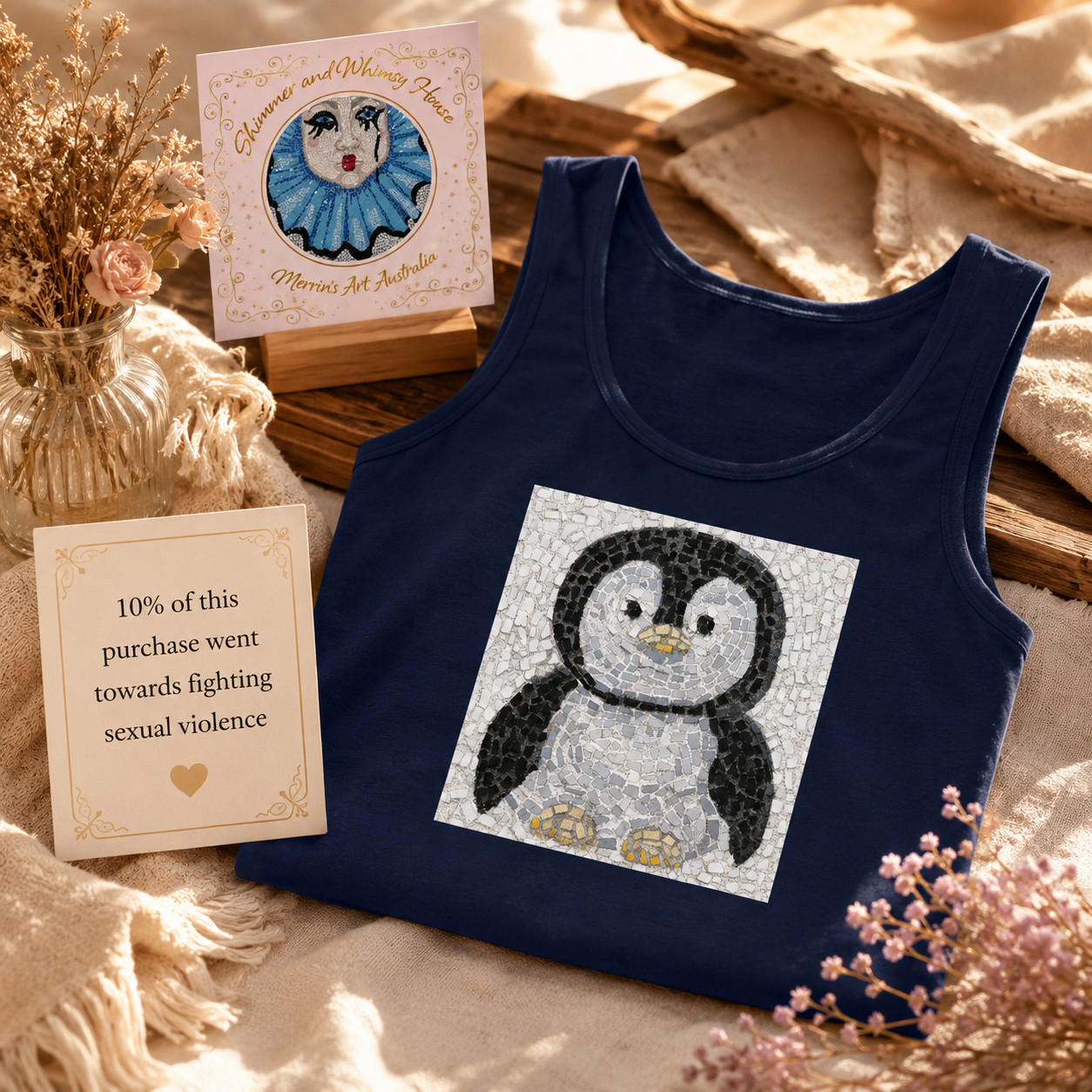 “Emperor Pingu” – Baby Emperor Penguin Mosaic Tank Top