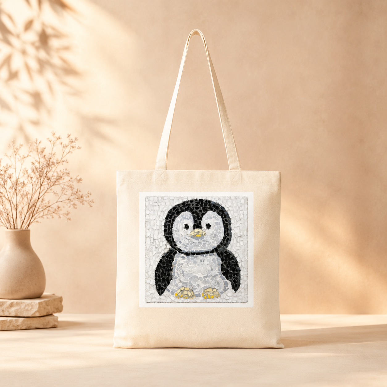 Emperor Pingu Tote Bag | Penguin Mosaic Cotton Tote