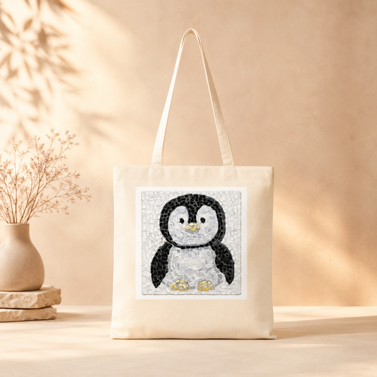 Emperor Pingu Tote Bag | Penguin Mosaic Cotton Tote