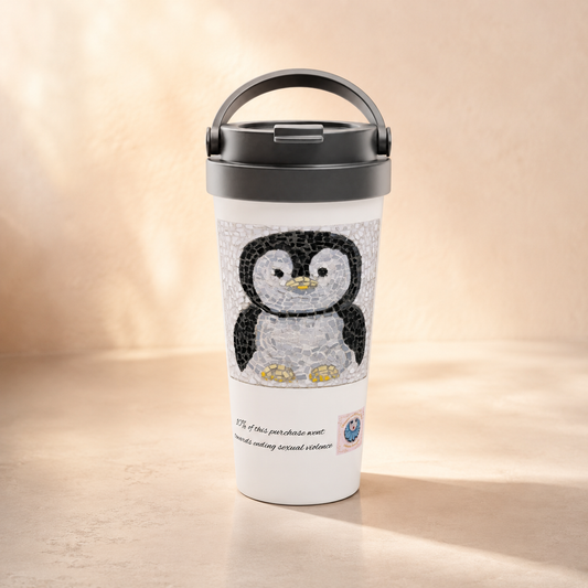 Emperor Pingu Travel Mug | Penguin Mosaic Stainless Steel Mug