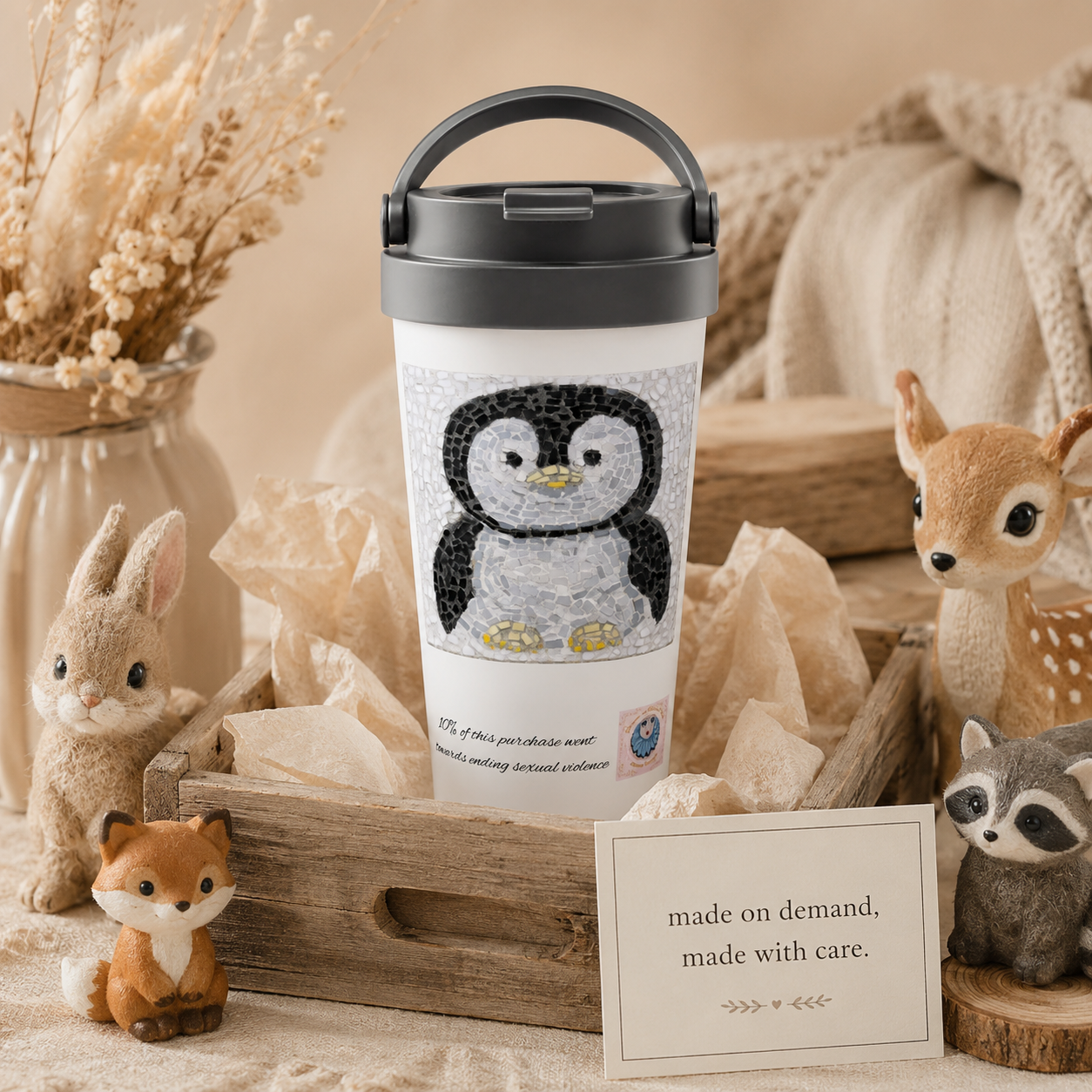 Emperor Pingu Travel Mug | Penguin Mosaic Stainless Steel Mug