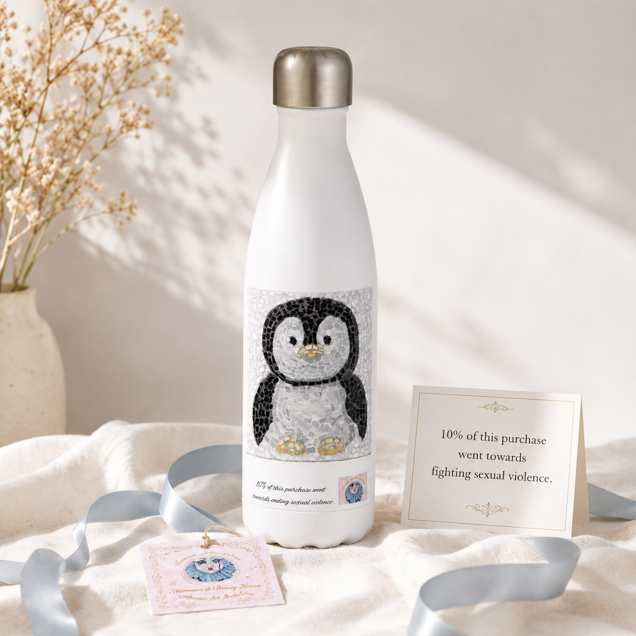 Emperor Pingu Water Bottle | Penguin Mosaic Stainless Steel Bottle