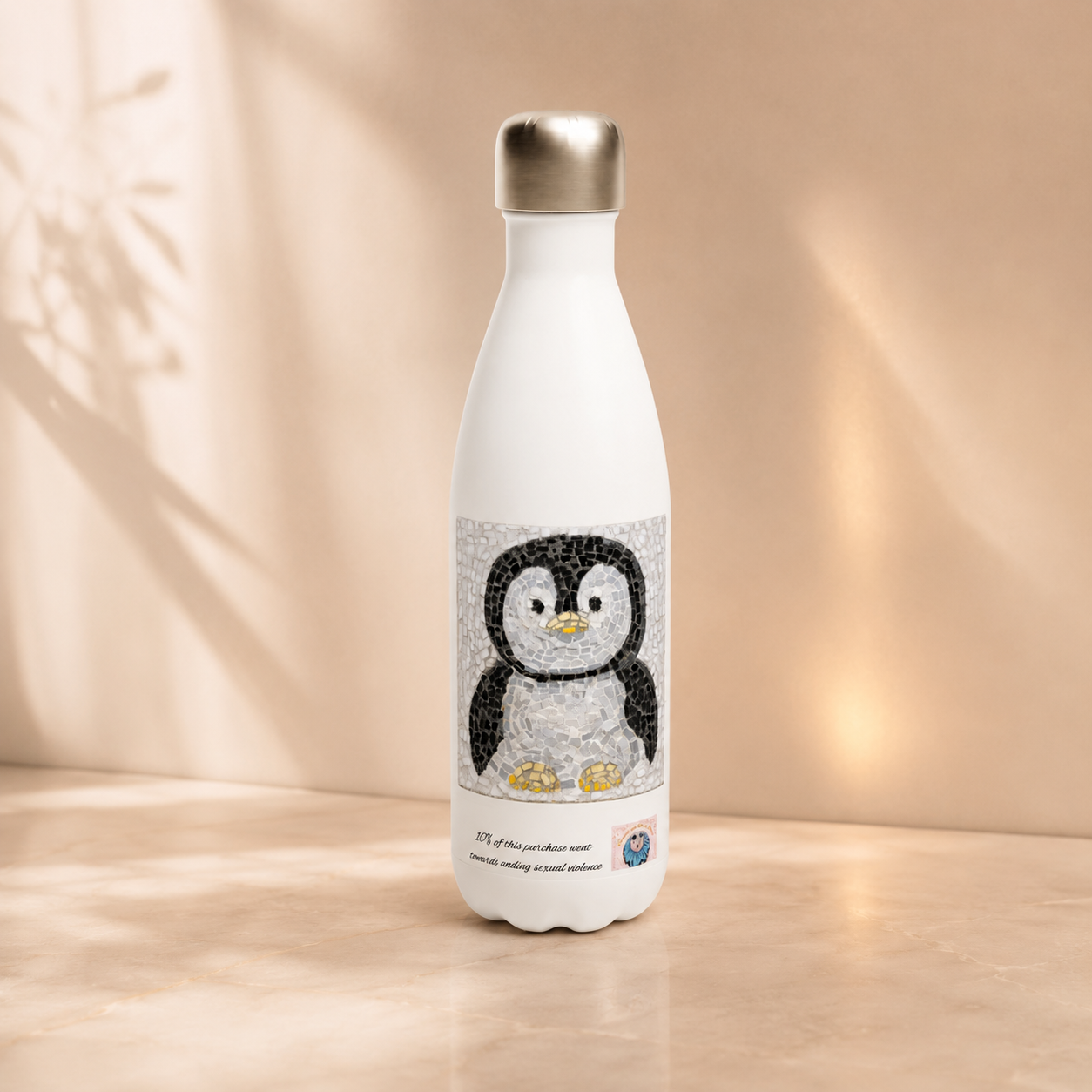 Emperor Pingu Water Bottle | Penguin Mosaic Stainless Steel Bottle