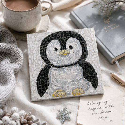Emperor Pingu Penguin Mosaic Kit | Luxury Mosaic Art Kit with Plywood Board | 🛠 Luxury Kit With Tool Kit