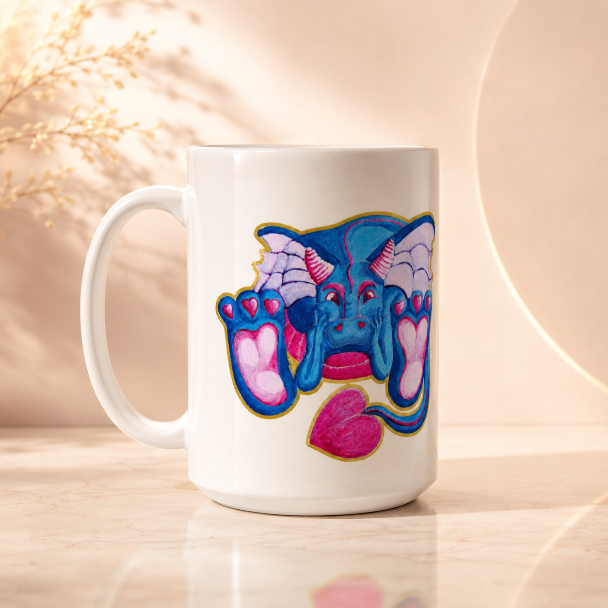 Felix the Love Dragon Ceramic Mug | Gentle Boundaries Art 15oz Mug