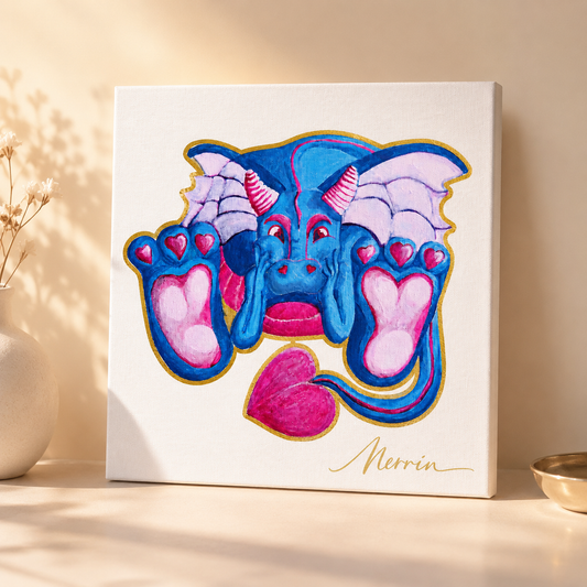 Felix the Love Dragon Mosaic Canvas Print | Whimsical Dragon Wall Art