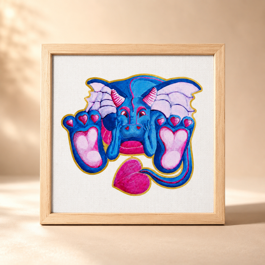 Felix the Love Dragon Framed Canvas Print