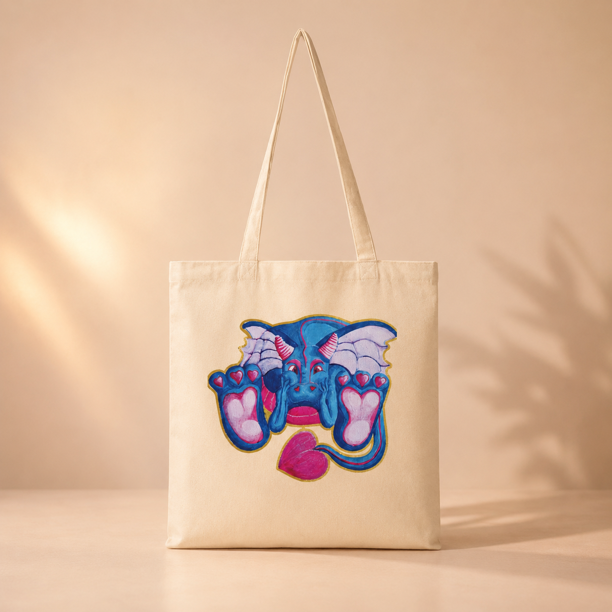 Felix the Love Dragon Tote Bag | Mosaic Art Cotton Tote