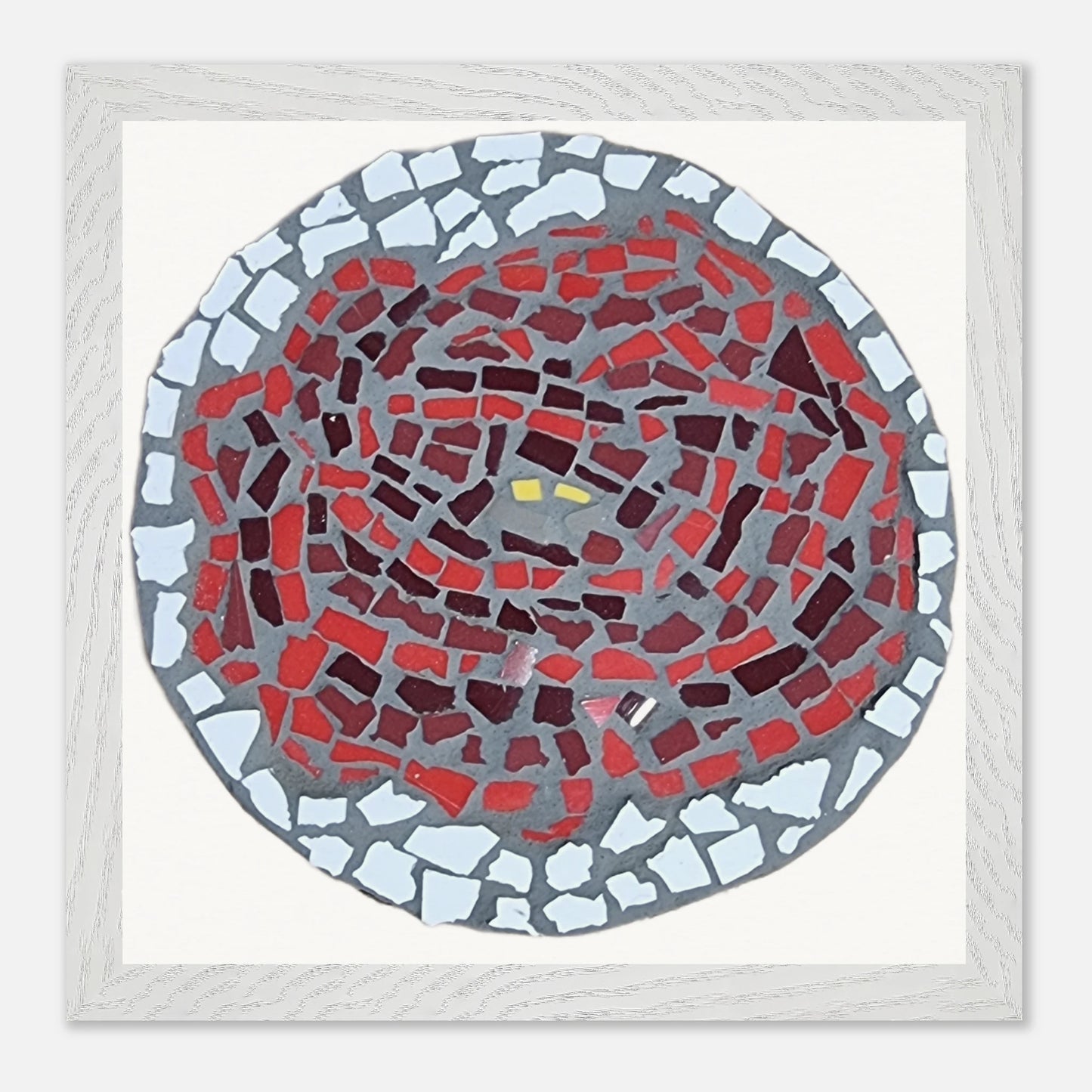 white wood framed museum quality print with rose coaster mosaic design made in Sebastopol Victoria 