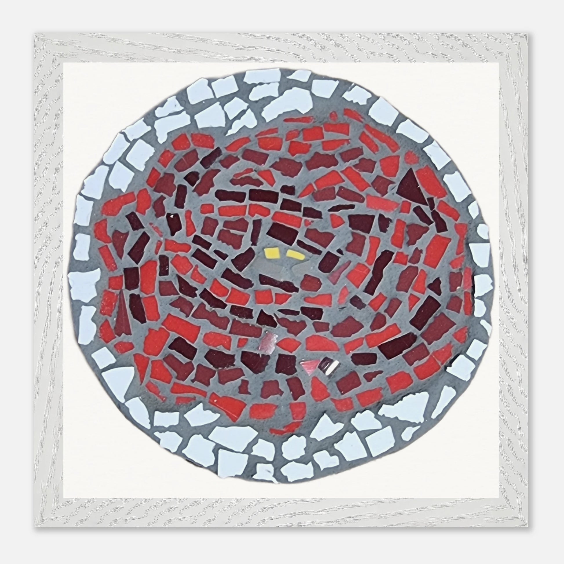 white wood framed museum quality print with rose coaster mosaic design made in Sebastopol Victoria 