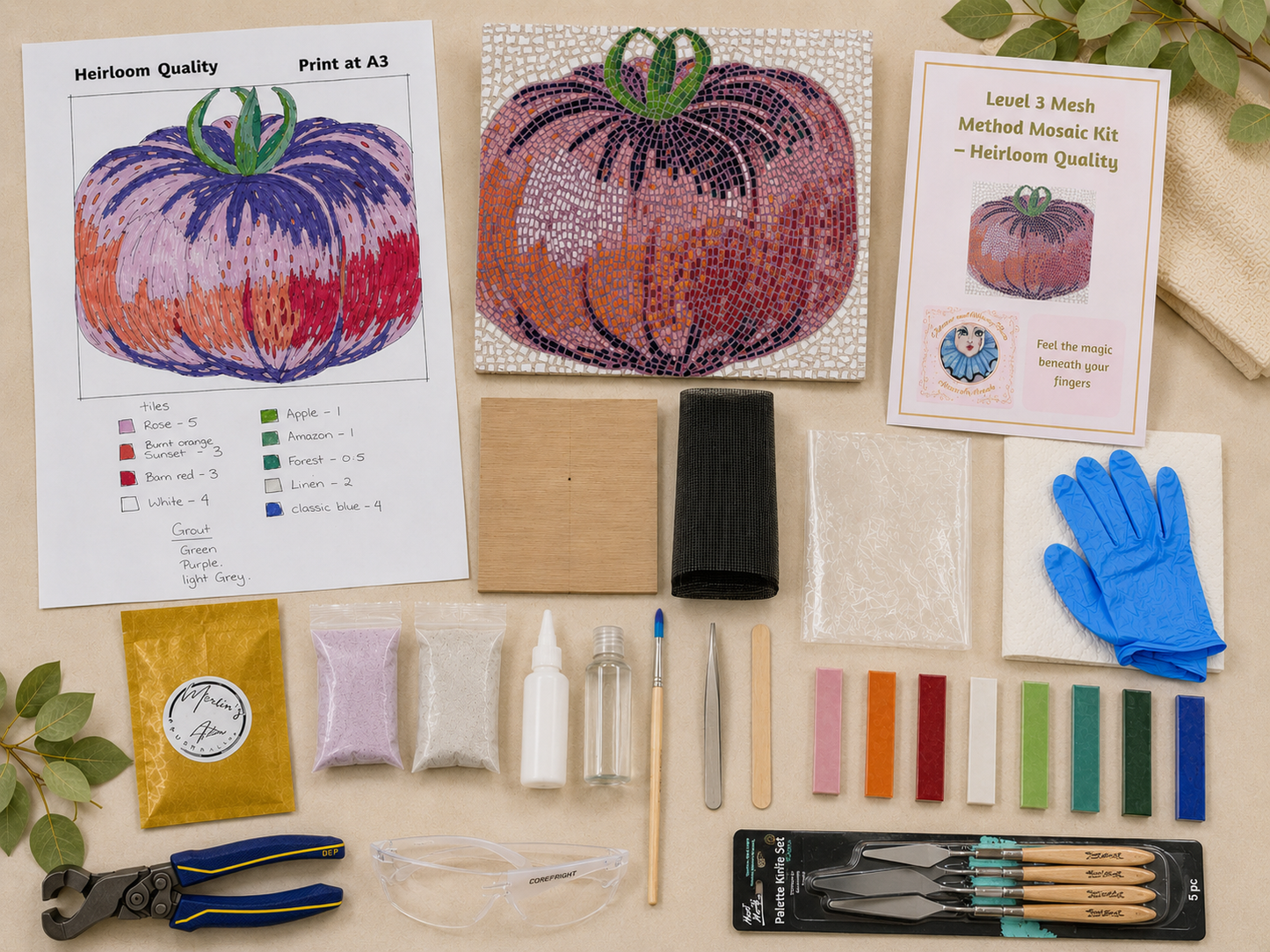 Heirloom Quality Tomato Hanging Mosaic Maker’s Studio DIY Kits | A3 25cm Square | 🛠 Level 3