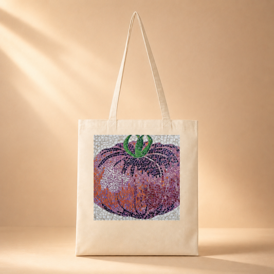 Heirloom Quality Long Handle Tote Bag | Tomato Mosaic Art Tote