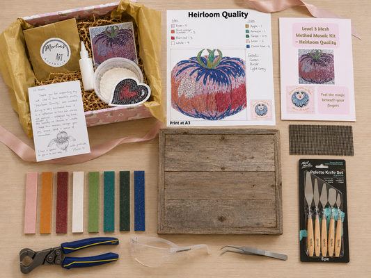 Heirloom Quality Tomato Mosaic Design | Deluxe Mosaic Art Kit with Recycled Timber Shadow Box | 🛠 Level 3 Masterclass Course