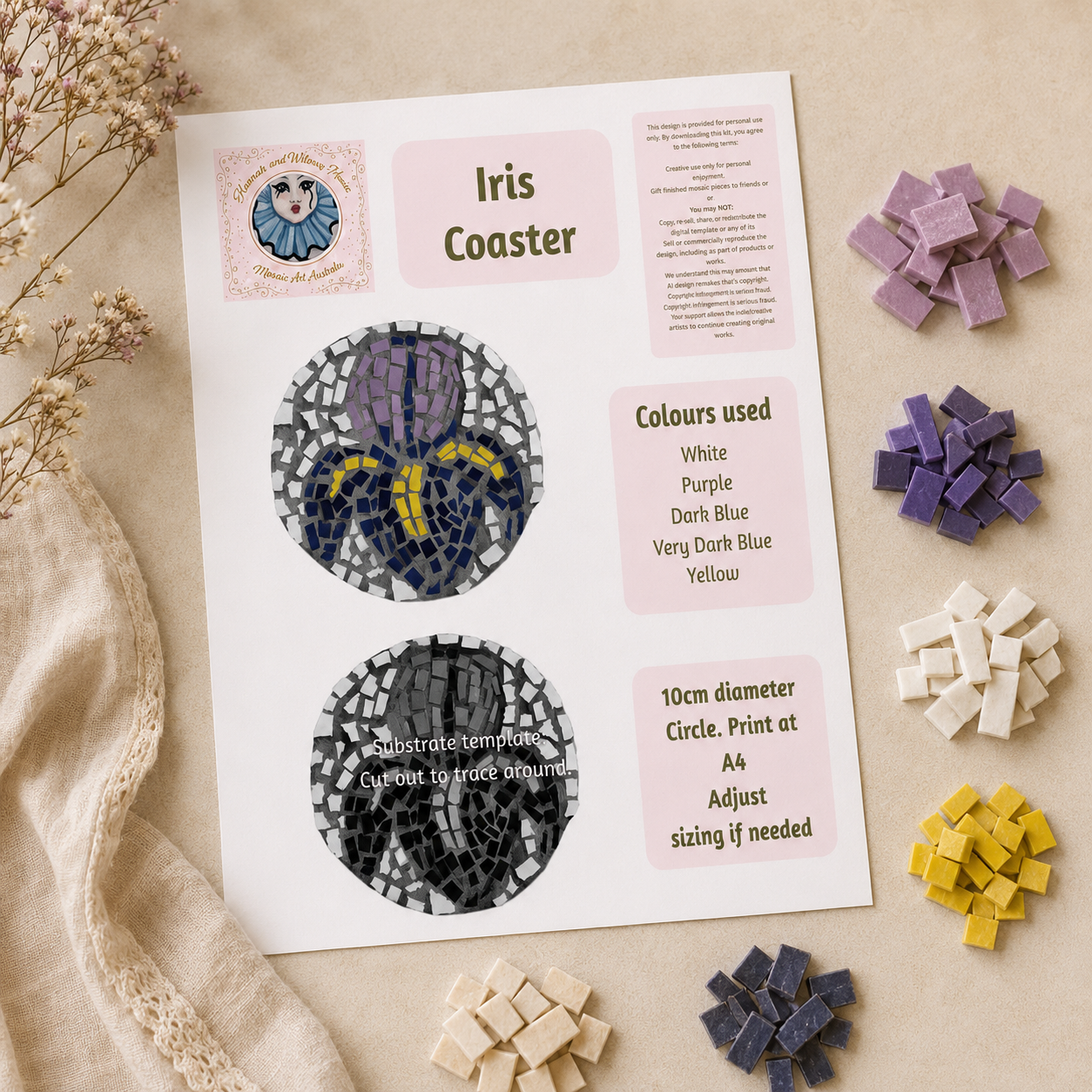 Iris Coaster — Digital Download Design Template