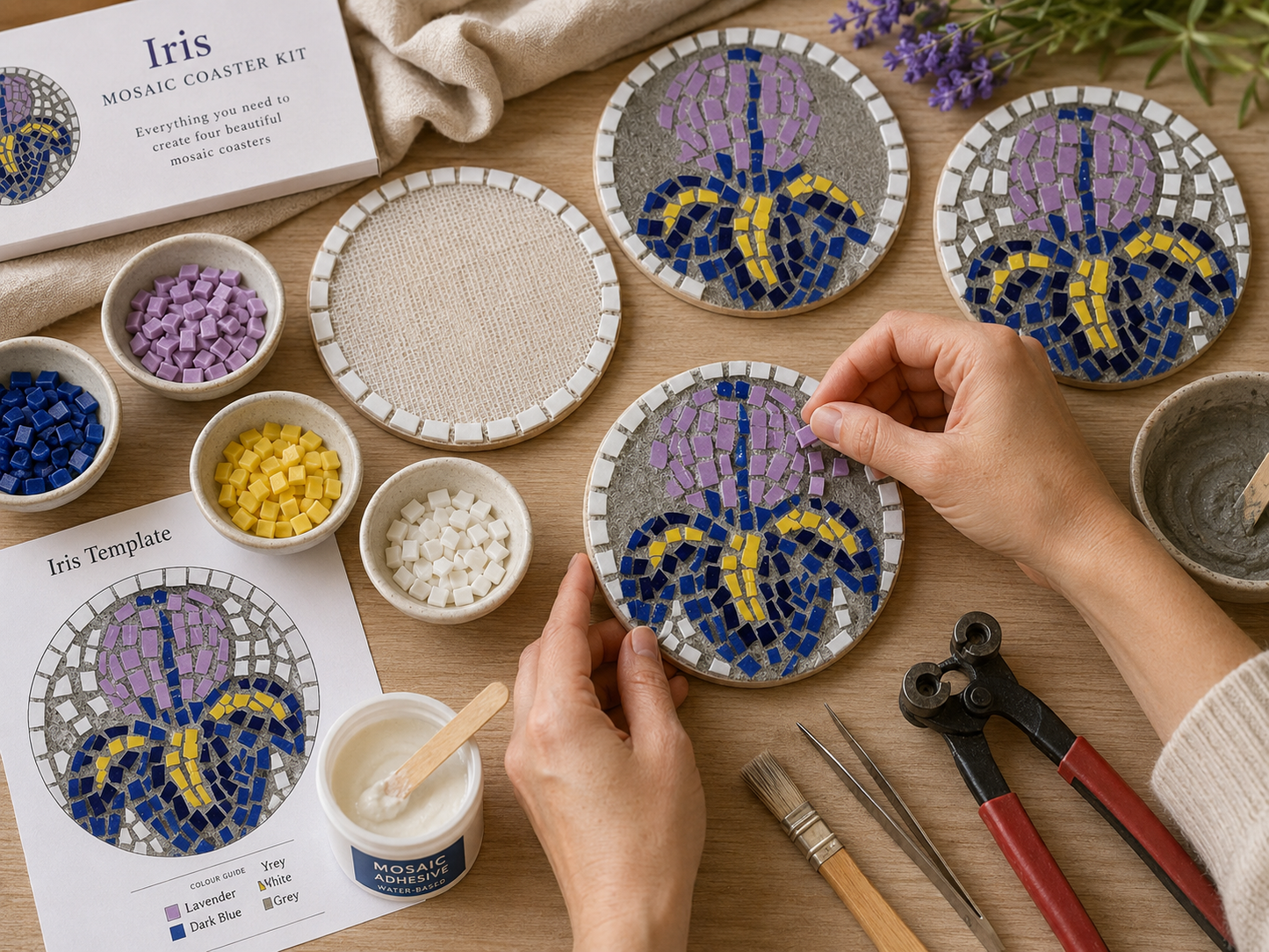 Iris Coaster Mosaic Kits for Families & Friends | Create Together DIY Experience